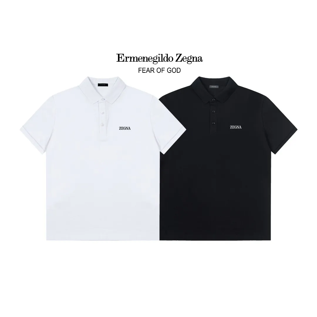 ZENGA Classic LOGO Polo ， Retro Same Style Versatile : White Black Size：M-3XL